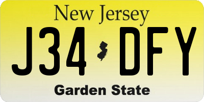 NJ license plate J34DFY