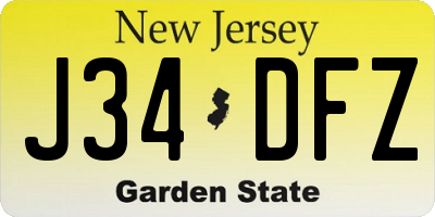 NJ license plate J34DFZ