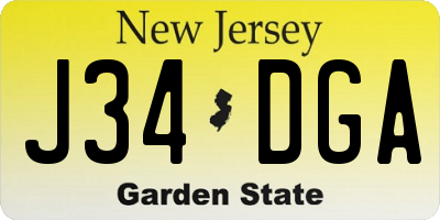 NJ license plate J34DGA