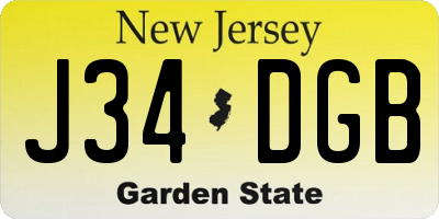 NJ license plate J34DGB
