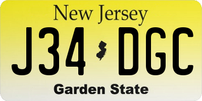 NJ license plate J34DGC