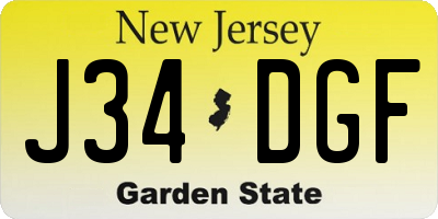 NJ license plate J34DGF