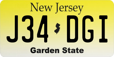 NJ license plate J34DGI