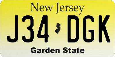 NJ license plate J34DGK