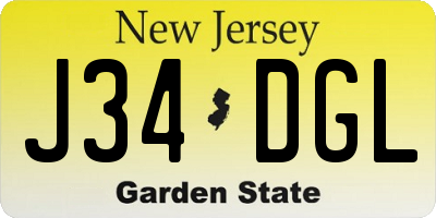 NJ license plate J34DGL