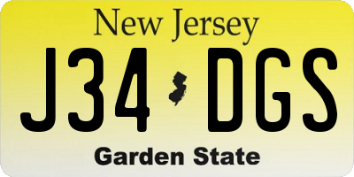 NJ license plate J34DGS