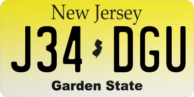 NJ license plate J34DGU