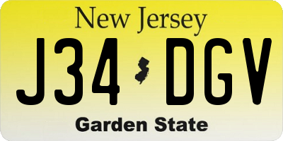 NJ license plate J34DGV