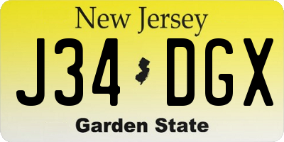 NJ license plate J34DGX