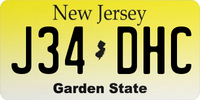 NJ license plate J34DHC