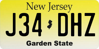 NJ license plate J34DHZ
