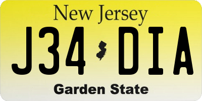 NJ license plate J34DIA