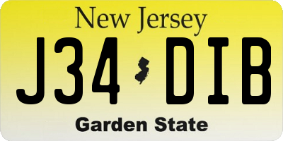 NJ license plate J34DIB