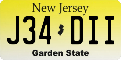 NJ license plate J34DII