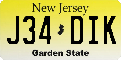 NJ license plate J34DIK