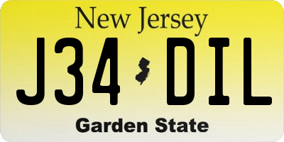 NJ license plate J34DIL