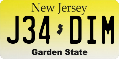 NJ license plate J34DIM