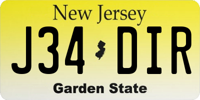 NJ license plate J34DIR