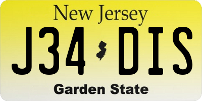 NJ license plate J34DIS