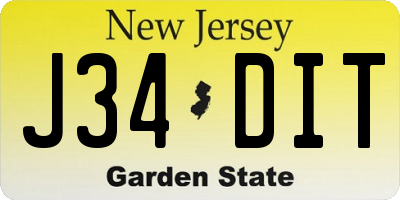 NJ license plate J34DIT
