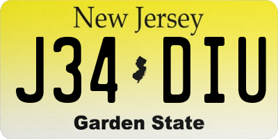 NJ license plate J34DIU