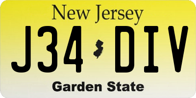 NJ license plate J34DIV