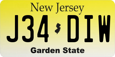 NJ license plate J34DIW