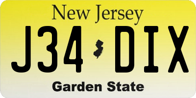 NJ license plate J34DIX