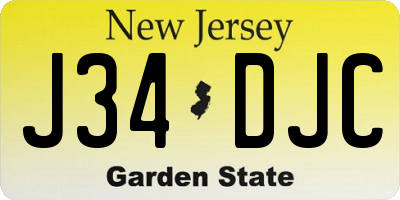 NJ license plate J34DJC