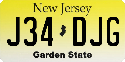 NJ license plate J34DJG