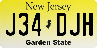 NJ license plate J34DJH