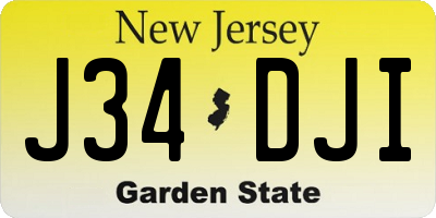 NJ license plate J34DJI