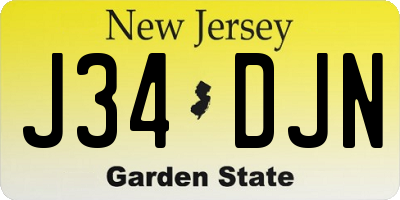 NJ license plate J34DJN