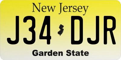 NJ license plate J34DJR