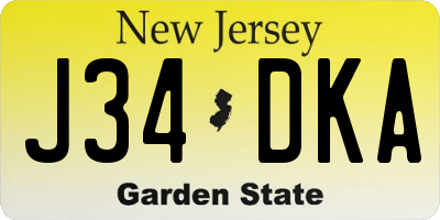 NJ license plate J34DKA