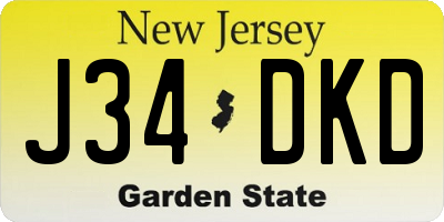 NJ license plate J34DKD
