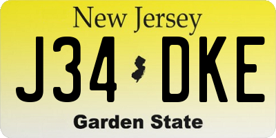 NJ license plate J34DKE