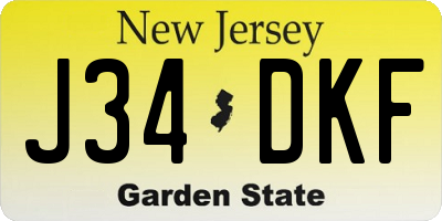 NJ license plate J34DKF