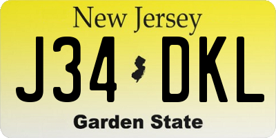 NJ license plate J34DKL