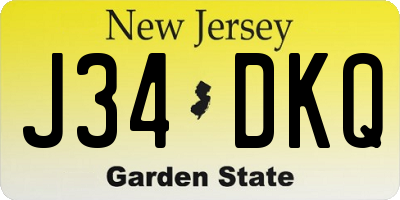 NJ license plate J34DKQ