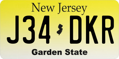 NJ license plate J34DKR