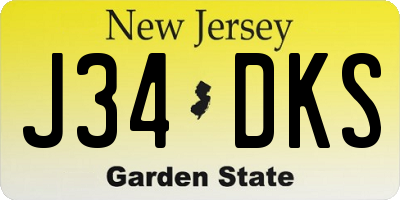 NJ license plate J34DKS