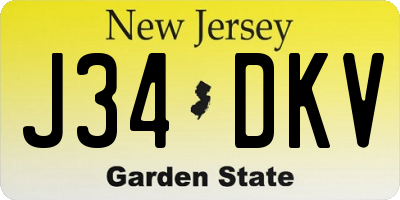 NJ license plate J34DKV