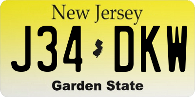 NJ license plate J34DKW
