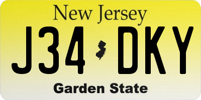 NJ license plate J34DKY