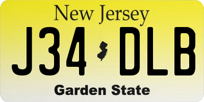 NJ license plate J34DLB