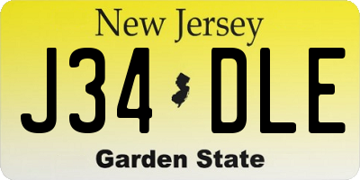 NJ license plate J34DLE