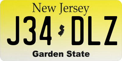 NJ license plate J34DLZ