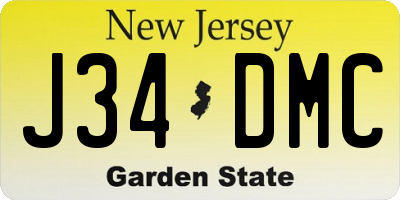 NJ license plate J34DMC