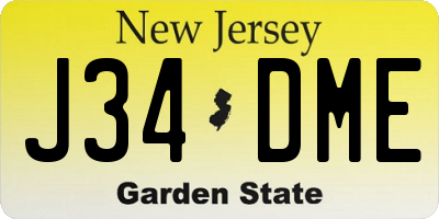 NJ license plate J34DME